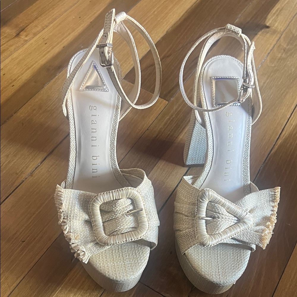 Gianni Bini Beige Textured Heels